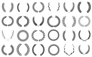 A vector set of floral laurel wreath borders