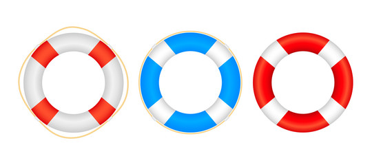 Realistic Style, set lifebuoy Isolated on White Background. Vector stock illustration.