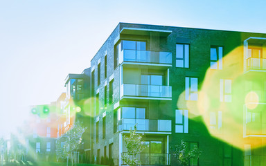 Modern apartment building real estate outdoor sunset