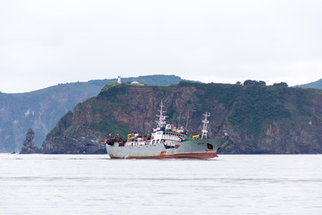 AVACHA BAY, KAMCHATKA PENINSULA, RUSSIA - AUGUST 16, 2018: One of the largest bays on the planet, capable of receiving any ship in the world.