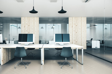 Minimalistic coworking office interior