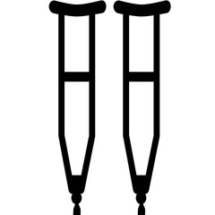 Crutches. Axillary crutch line black icon. Medical tool for people with disabilities and help after injury. Sign for web page, mobile app, button, logo. Vector isolated button. Editable stroke.