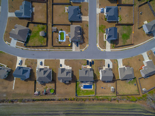 Top Down Aerial Perspective of a Suburban Neighborhood Cross Street