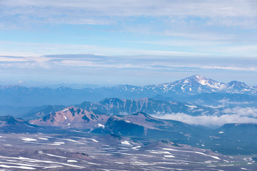 Mountains on the horizon, Kamchatka Peninsula, Russia.