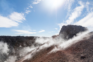 Avachinsky volcano, Kamchatka peninsula, Russia. An active volcano, located north of the city of Petropavlovsk-Kamchatsky, in the interfluve of the Avacha and Nalychev rivers.