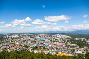 Fototapeta na wymiar Aerial view of the city of Petropavlovsk-Kamchatsky, Kamchatka Peninsula, Russia.