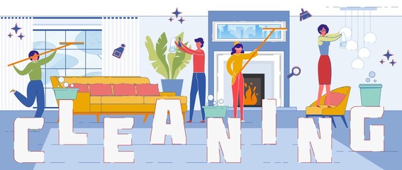 Cleaning Service Company Flat Word Concept Banner