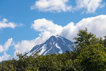 Vilyuchinsky volcano, Kamchatka peninsula, Russia. It is located southwest of the city of Petropavlovsk-Kamchatsky behind Avacha Bay.