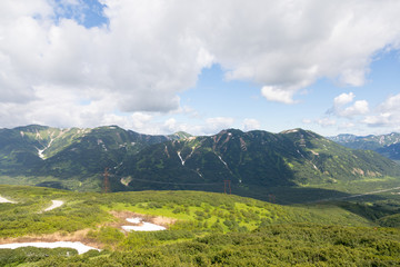 Vilyuchinsky Pass, Kamchatka Peninsula, Russia. It is located at an altitude of about 1000 meters above sea level overlooking the Vilyuchinsky volcano.