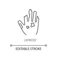 Leprosy pixel perfect linear icon. Thin line customizable illustration. Dangerous bacterial disease, nerve damaging sickness contour symbol. Vector isolated outline drawing. Editable stroke