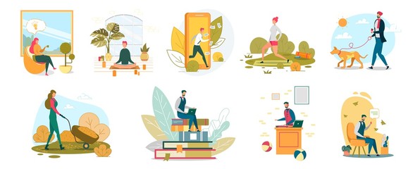 People Lifestyle Flat Vector Illustrations Set