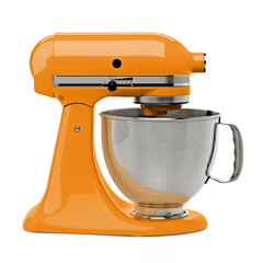 Orange Stand or kitchen Mixer isolated on white background including Clipping Path