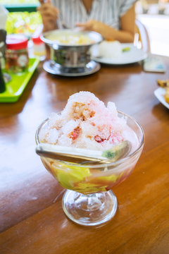 Asinan Food With Cold Ice On The Glass