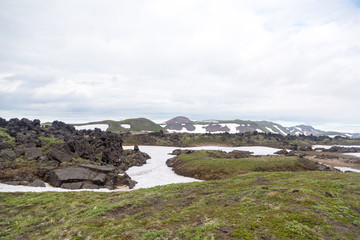 Obraz premium Lava fields around Gorely volcano, Kamchatka peninsula, Russia.