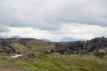 Fototapeta na wymiar Lava fields around Gorely volcano, Kamchatka peninsula, Russia.