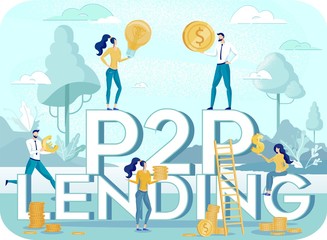 P2P Lending and Tiny Business People Illustration