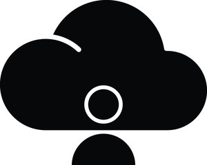 A person with cloud symbolising Cloud Computing Expert, vector line illustration