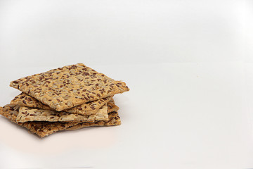 proper nutrition cracker with cereals on a white background