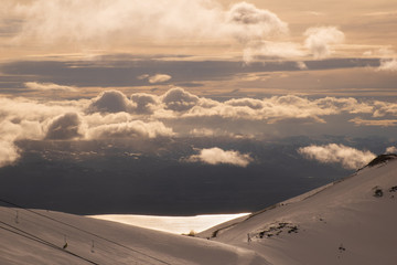 Fototapeta na wymiar Sunset at the top of the mountain, Bariloche, Argentina