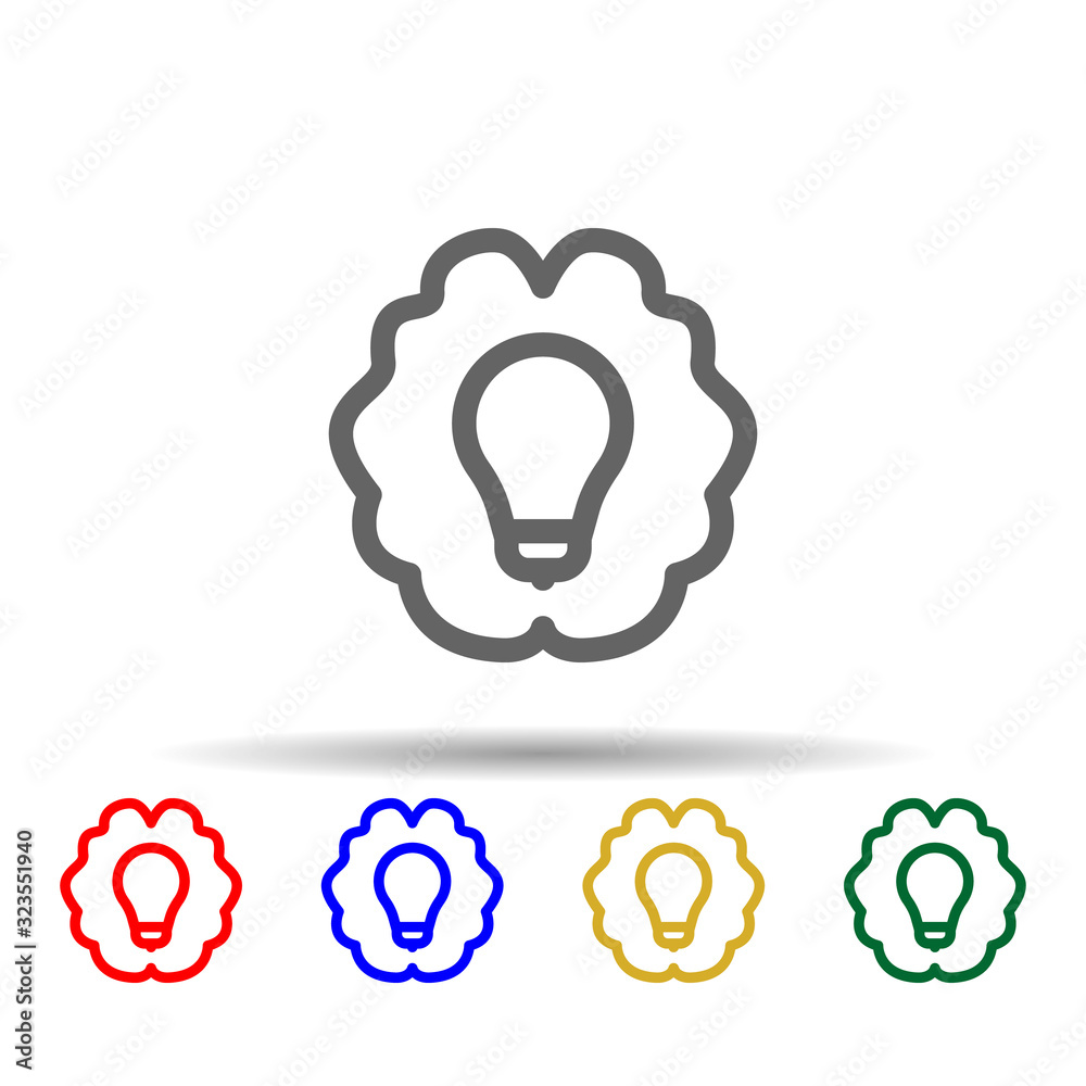 Poster lamp brain multi color style icon. simple thin line, outline vector of web icons for ui and ux, webs