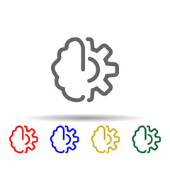 Brain gear multi color style icon. Simple thin line, outline vector of web icons for ui and ux, website or mobile application