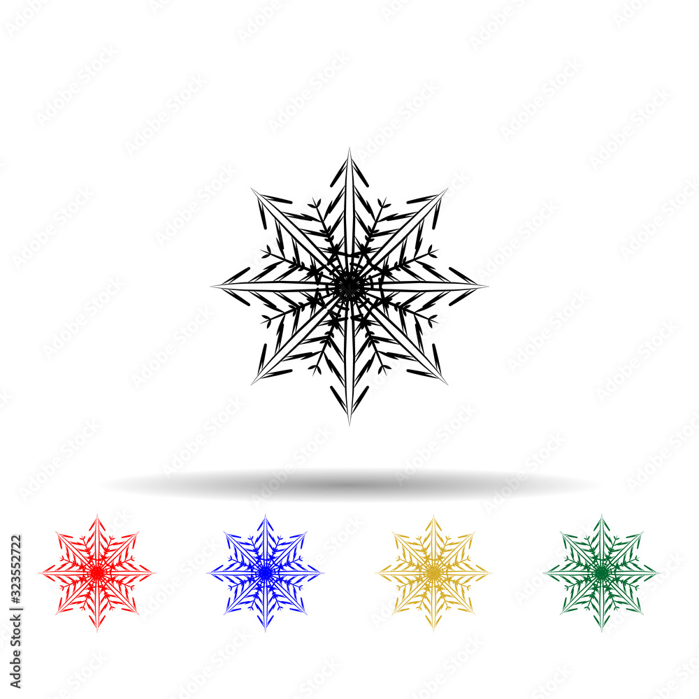 Poster snowflake multi color style icon. simple thin line, outline vector of winter icons for ui and ux, we