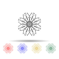 Snowflake multi color style icon. Simple thin line, outline vector of winter icons for ui and ux, website or mobile application