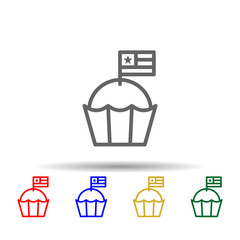 Muffin, usa multi color style icon. Simple thin line, outline vector of 4th of july icons for ui and ux, website or mobile application