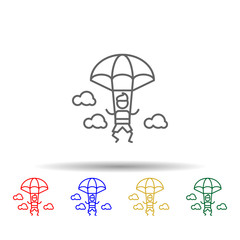 Parachutist, adventure multi color style icon. Simple thin line, outline vector of Adventure icons for ui and ux, website or mobile application