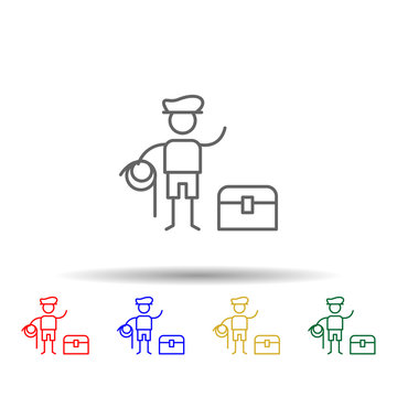 Adventurer, crate, overturn multi color style icon. Simple thin line, outline vector of Adventure icons for ui and ux, website or mobile application