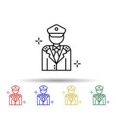 Captain, airport multi color style icon. Simple thin line, outline vector of Airport icons for ui and ux, website or mobile application