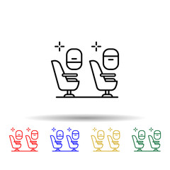 Business class chair, airport multi color style icon. Simple thin line, outline vector of Airport icons for ui and ux, website or mobile application