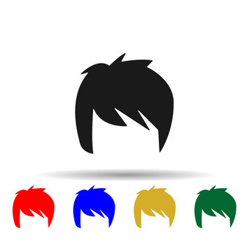 Hair, Woman, Haircut Shag Multi Color Style Icon. Simple Glyph, Flat Vector Of Haircut Icons For Ui And Ux, Website Or Mobile Application