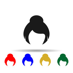 hair, woman, haircut bun multi color style icon. Simple glyph, flat vector of Haircut icons for ui and ux, website or mobile application