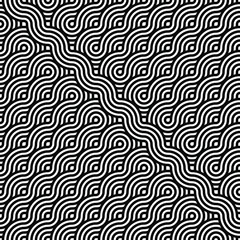 Fototapeta premium Black and white geometric impossible pattern background. Abstract line art. Vector for greeting cards, cover, flyer, wallpaper, fabric print, design creative object. Ornament design, repeating tiles