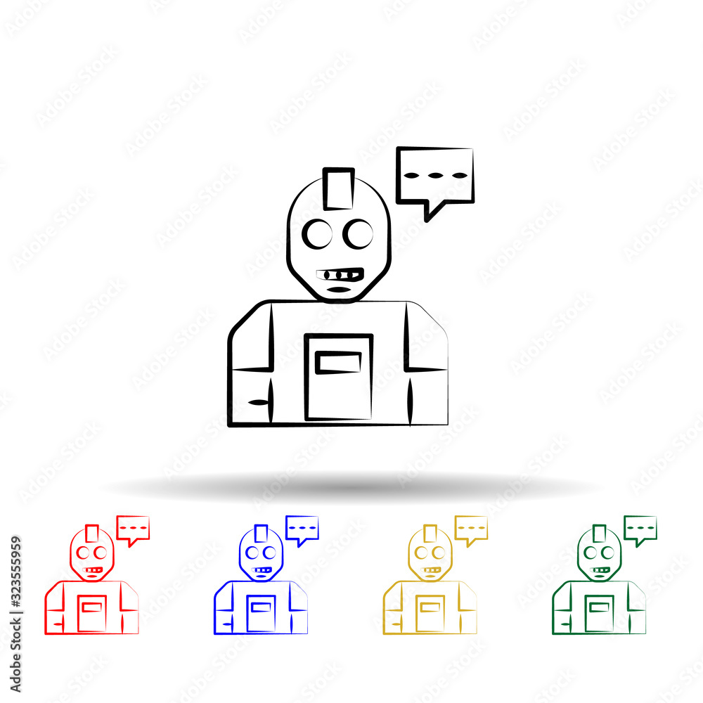 Poster humanoid multi color style icon. simple thin line, outline vector of mad science icons for ui and ux