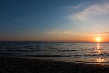 Gorgeous sea and sky colors in the dusk, Sithonia, Chalkidiki, Greece