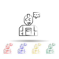 Humanoid multi color style icon. Simple thin line, outline vector of mad science icons for ui and ux, website or mobile application