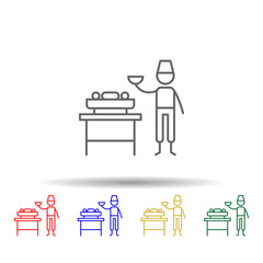 Bbq, chef, restaurant multi color style icon. Simple thin line, outline vector of Restaurant icons for ui and ux, website or mobile application