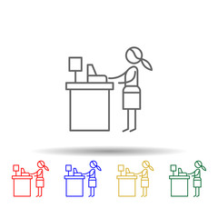 Cashier, woman, restaurant multi color style icon. Simple thin line, outline vector of Restaurant icons for ui and ux, website or mobile application