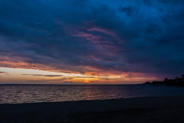 Gorgeous sea and sky colors in the dusk, Sithonia, Chalkidiki, Greece