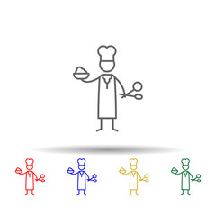 Chef, spoons, restaurant multi color style icon. Simple thin line, outline vector of Restaurant icons for ui and ux, website or mobile application