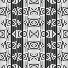 Black and white geometric impossible pattern background. Abstract line art. Vector for greeting cards, cover, flyer, wallpaper, fabric print, design creative object. Ornament design, repeating tiles