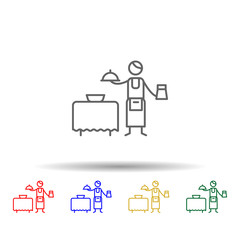 Waiter, restaurant multi color style icon. Simple thin line, outline vector of Restaurant icons for ui and ux, website or mobile application