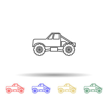 Truck bigfoot car multi color style icon. Simple thin line, outline vector of bigfoot car icons for ui and ux, website or mobile application