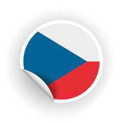 Sticker of Czech Republic flag with peel off corner isolated on white background. Paper banner or circle curl label sticker with flip edge. Vector color post note for advertising design.