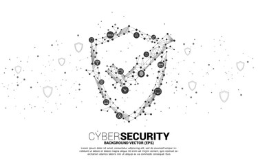 Fototapeta na wymiar Protection shield icon from dot connect line polygon technology network and privacy and payment data icon. concept of cyber and internet security.