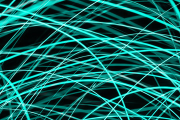 Modern art background. Long exposure neon lights texture. Blue glow lines backdrop for graphic...