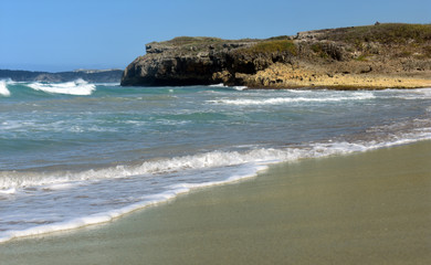 Fototapeta na wymiar Atlantic coast. wild sandy beach. Dominican Republic