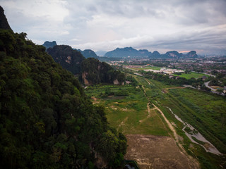 Fototapeta na wymiar Aerial view of mountains and forest in Tambun, Perak